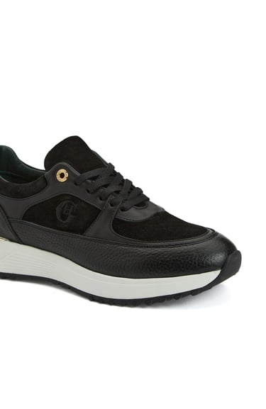  George Hogg Kadın Siyah Nakış Detaylı Deri Sneaker