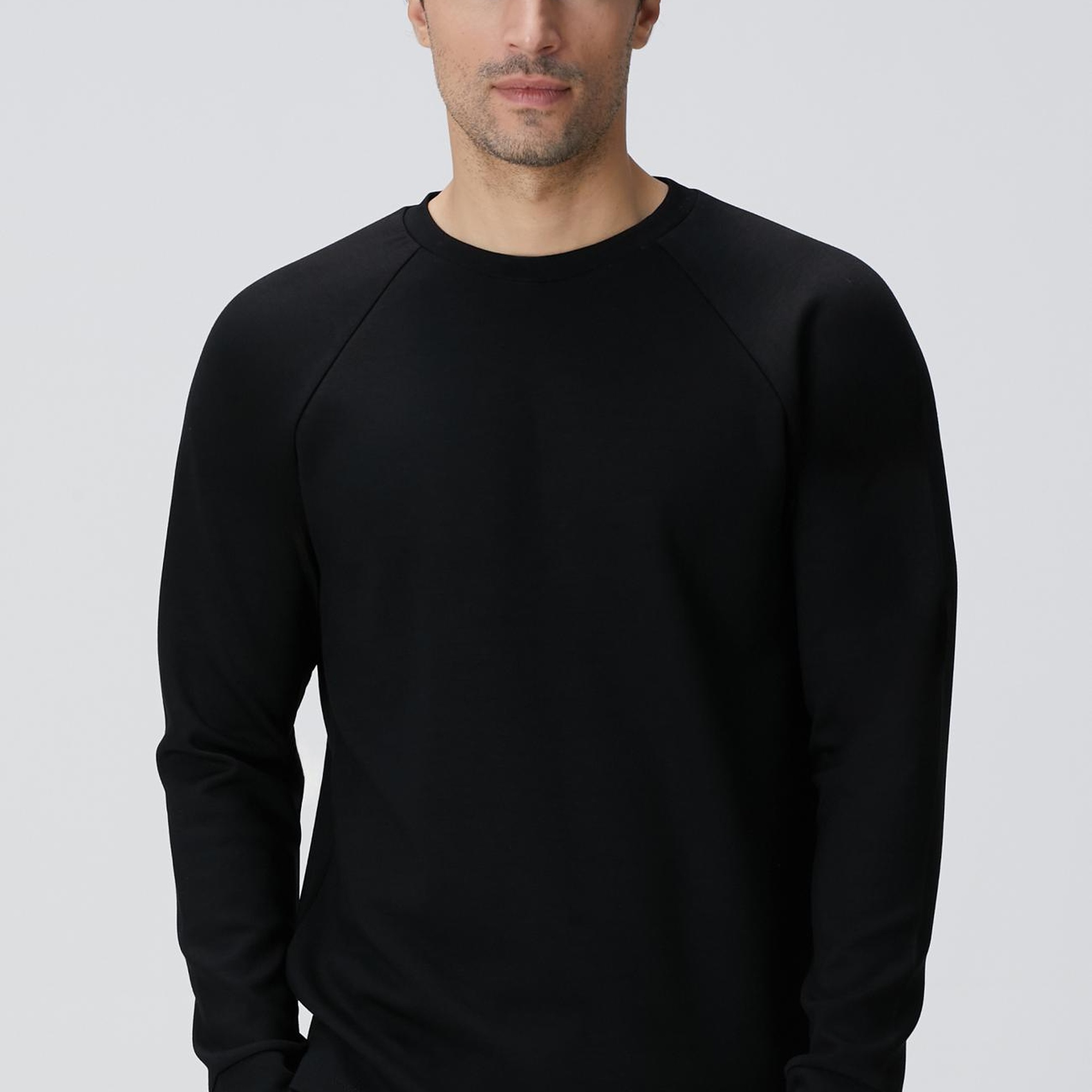 Network Erkek Siyah Bisiklet Yaka Basic Sweatshirt