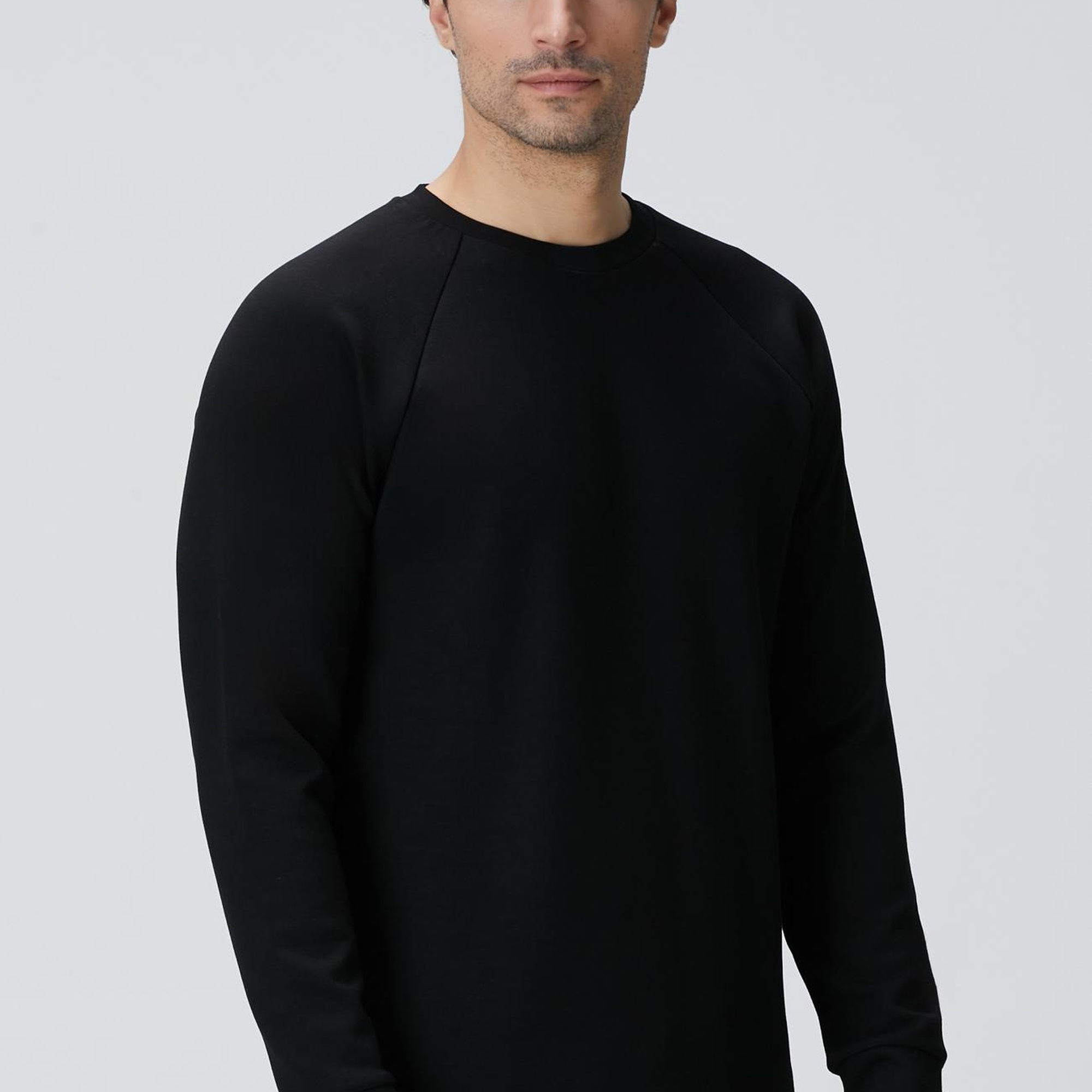 Network Erkek Siyah Bisiklet Yaka Basic Sweatshirt