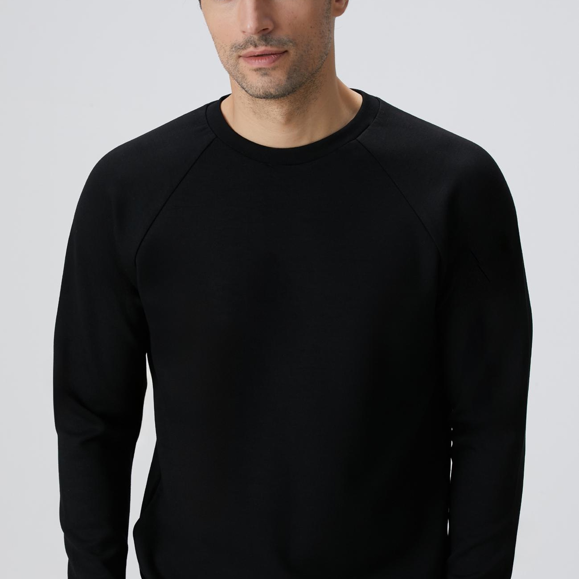 Network Erkek Siyah Bisiklet Yaka Basic Sweatshirt