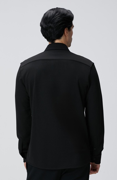  Network Erkek Siyah Uzun Kollu Örme Gömlek