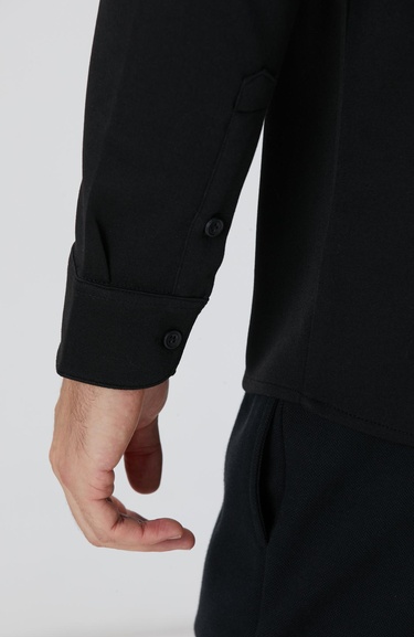  Network Erkek Siyah Uzun Kollu Örme Gömlek