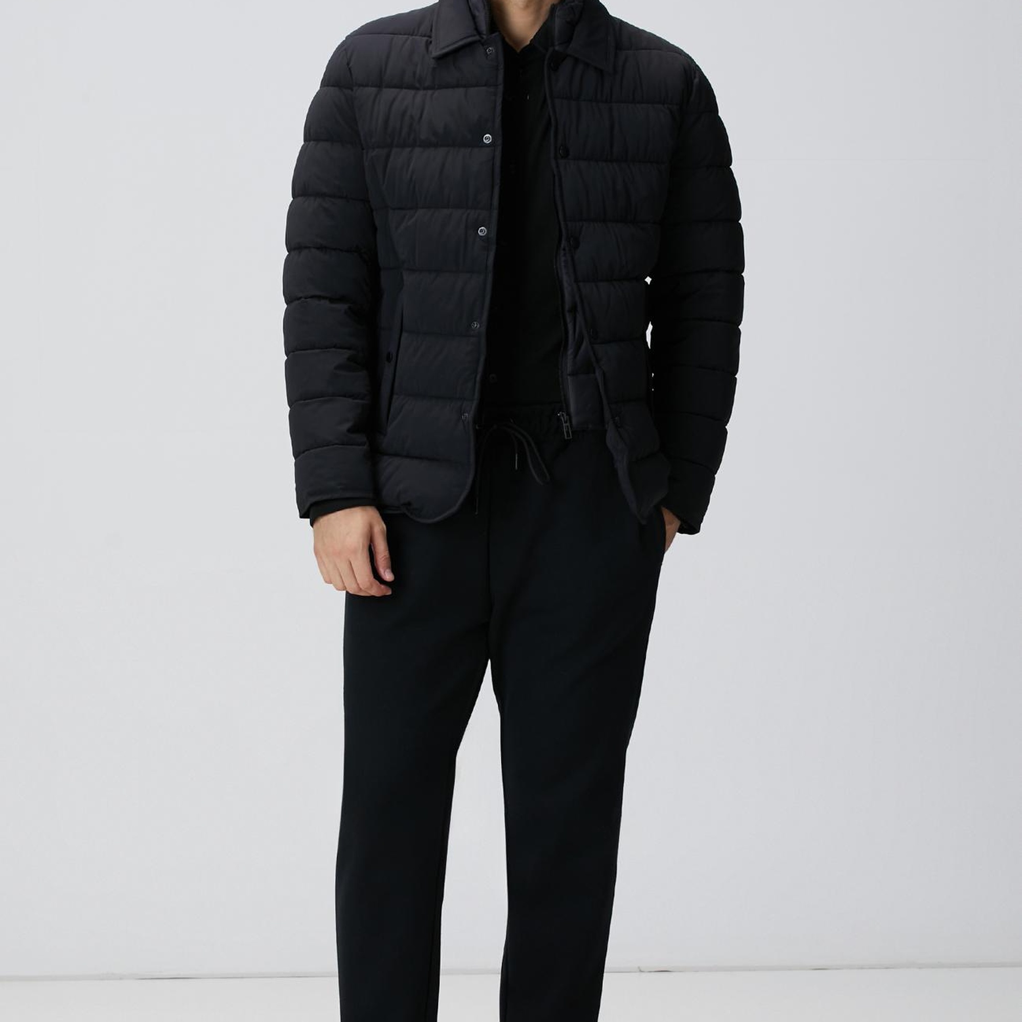 Network Erkek Siyah Uzun Kollu Örme Gömlek