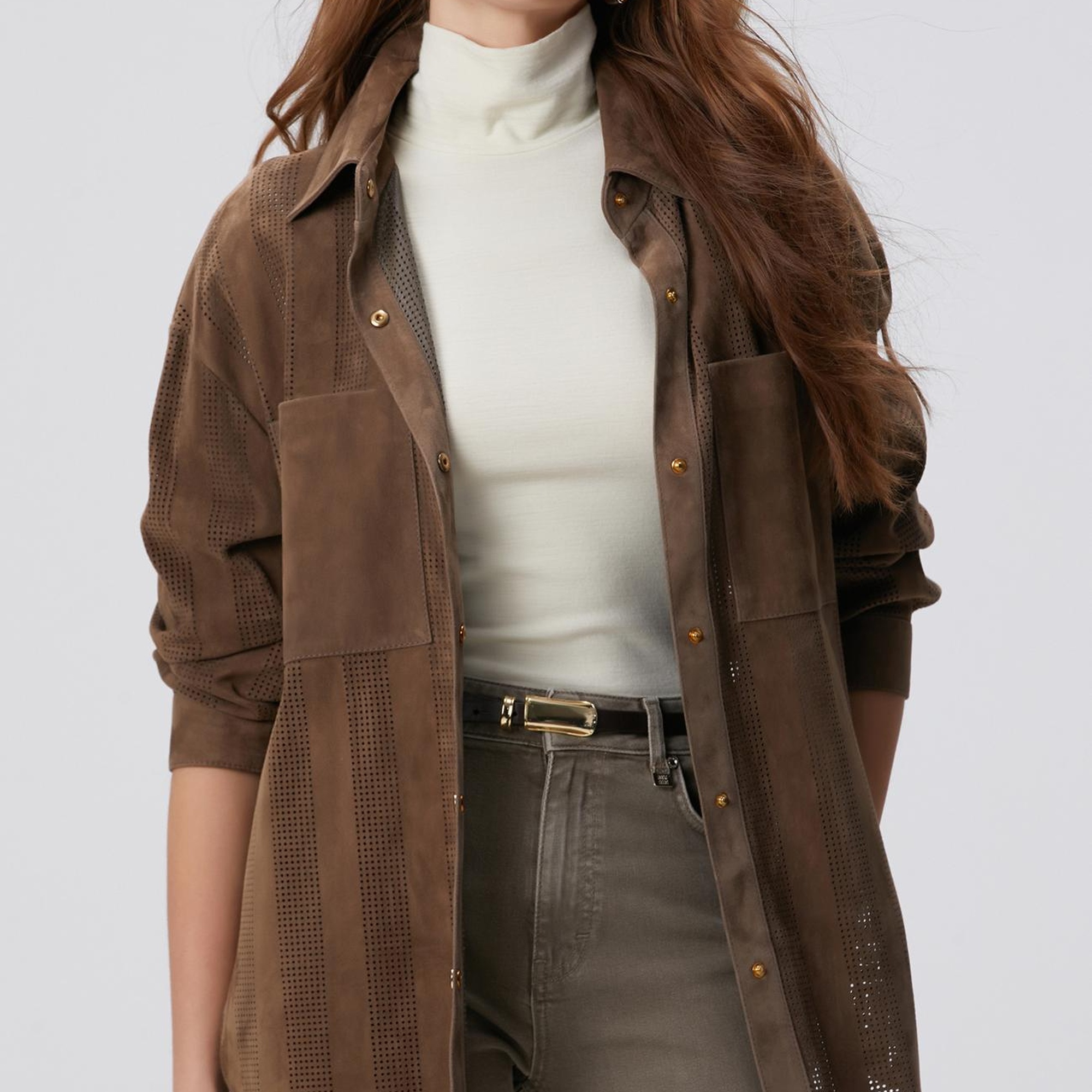 Network Kadın Vizon Desenli Deri Gömlek