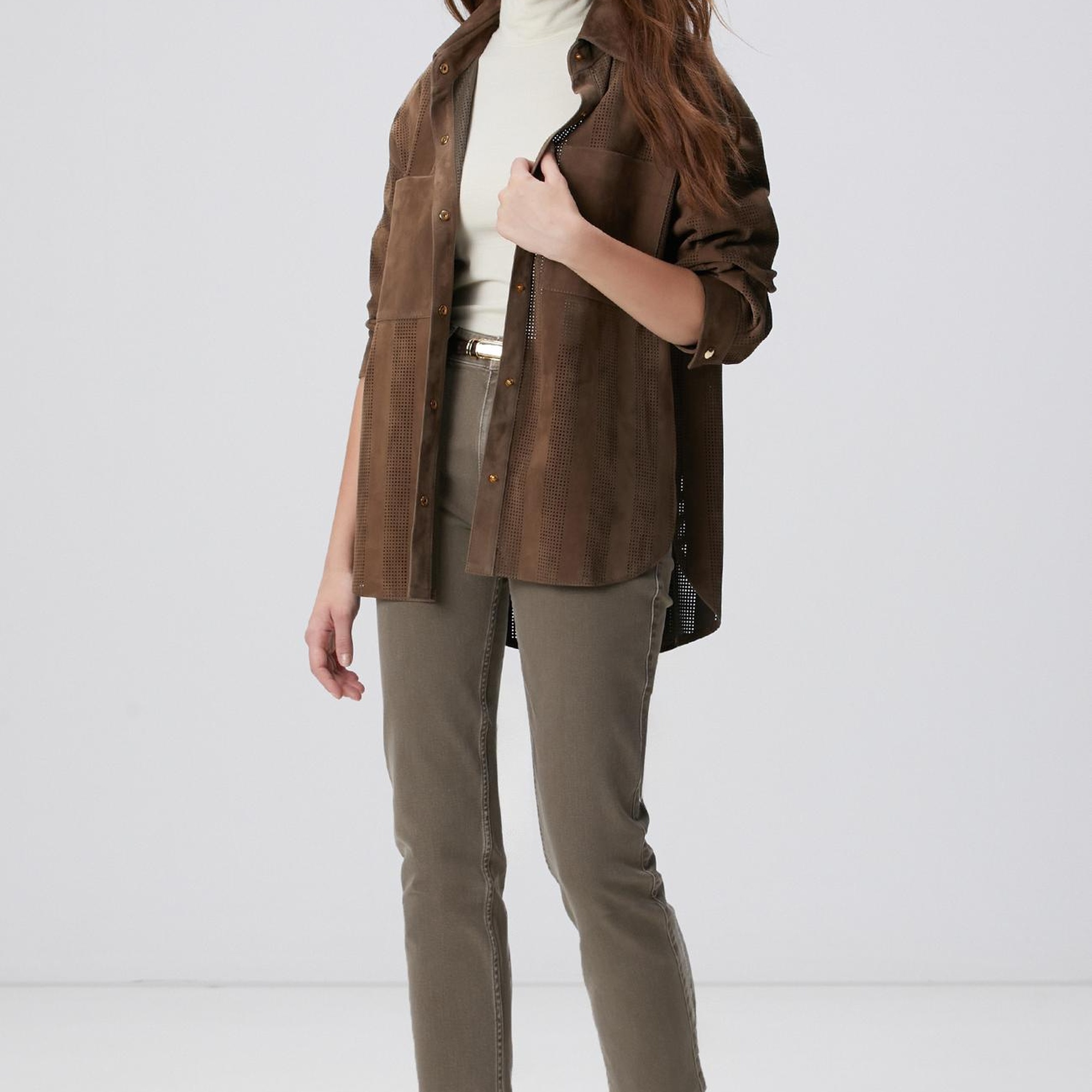 Network Kadın Vizon Desenli Deri Gömlek