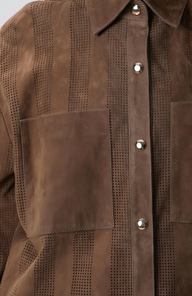  Network Kadın Vizon Desenli Deri Gömlek