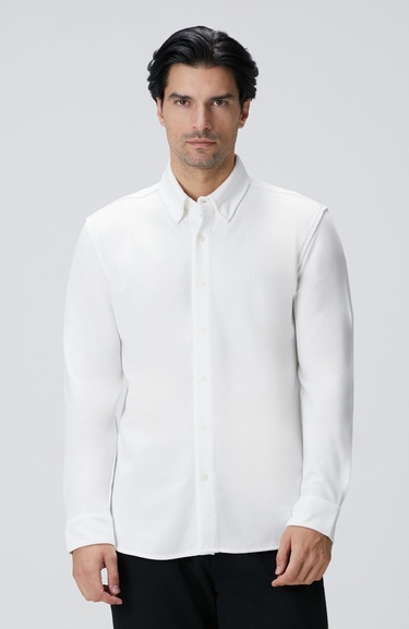  Network Erkek Kırık Beyaz Uzun Kollu Örme Gömlek