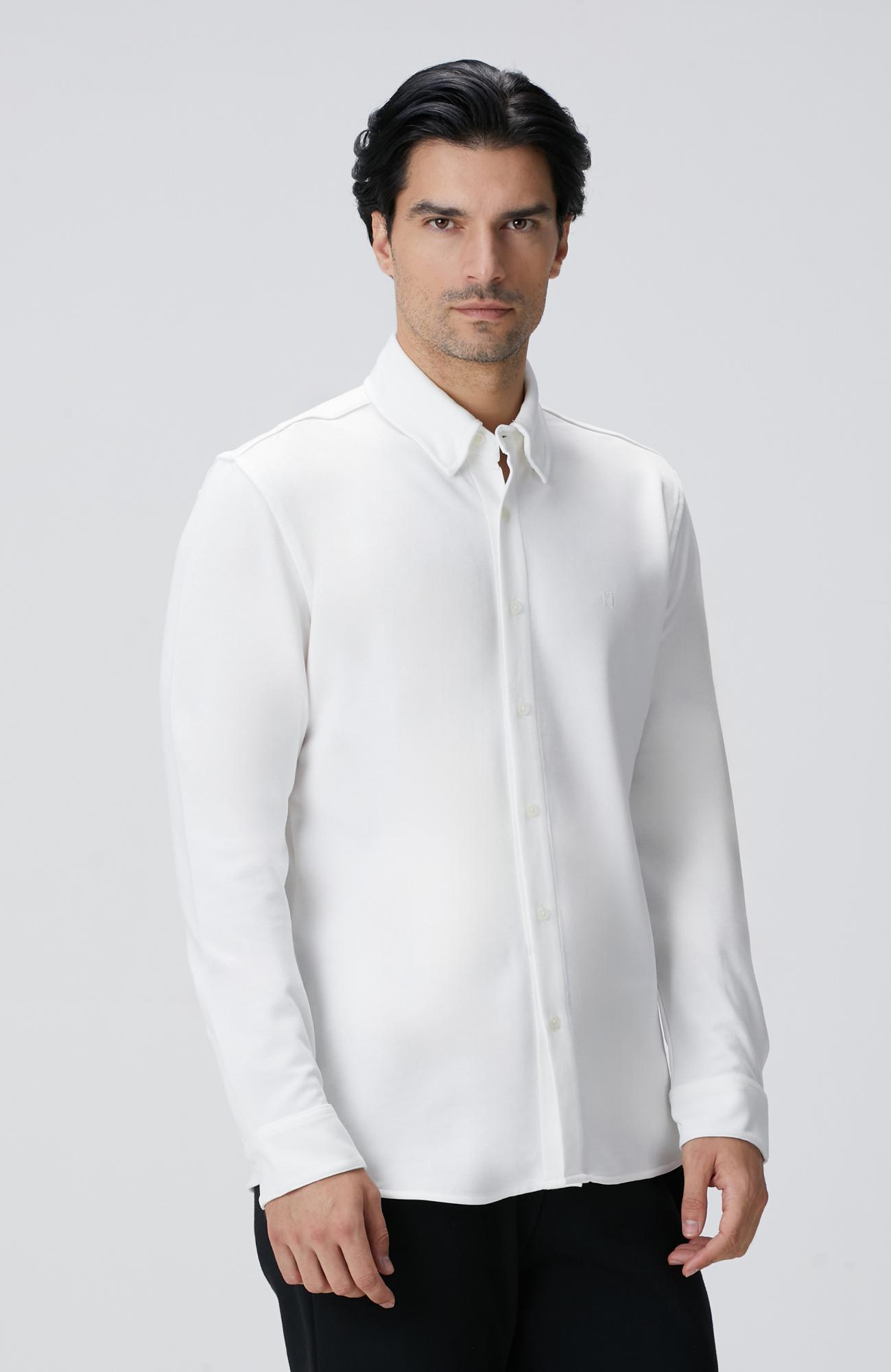  Network Erkek Kırık Beyaz Uzun Kollu Örme Gömlek