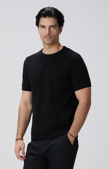  Network Erkek Siyah Jakarlı Triko Kazak