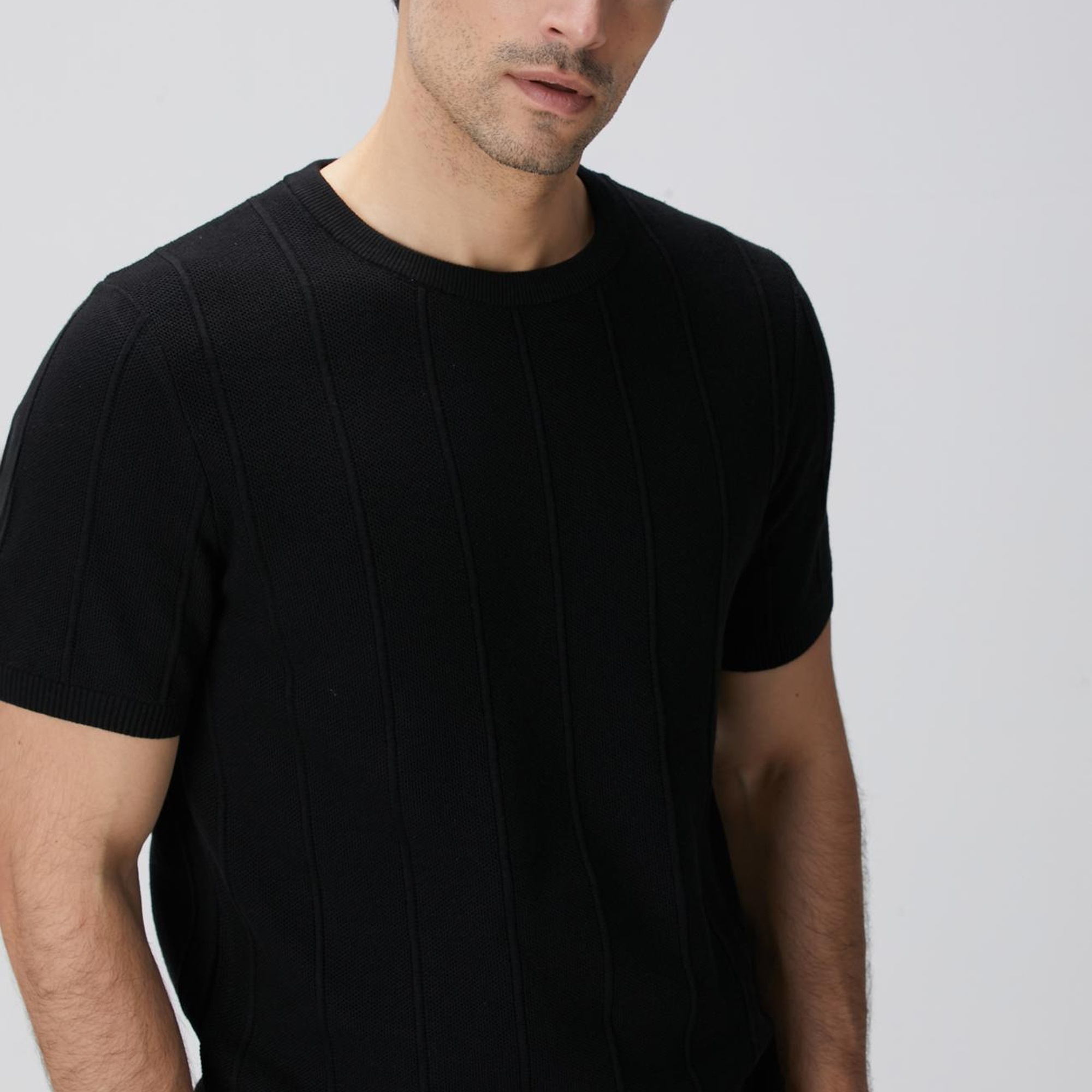 Network Erkek Siyah Jakarlı Triko Kazak