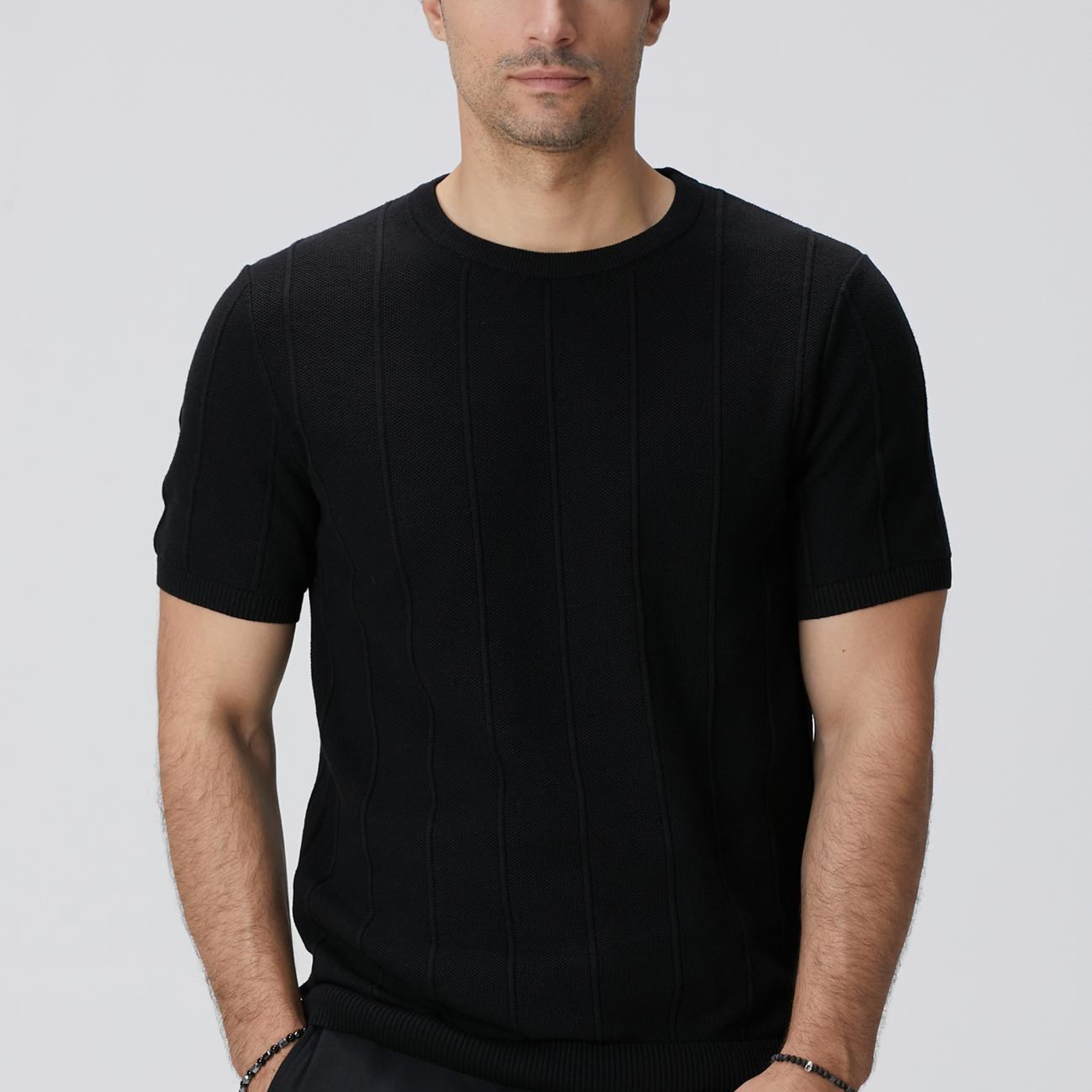 Network Erkek Siyah Jakarlı Triko Kazak