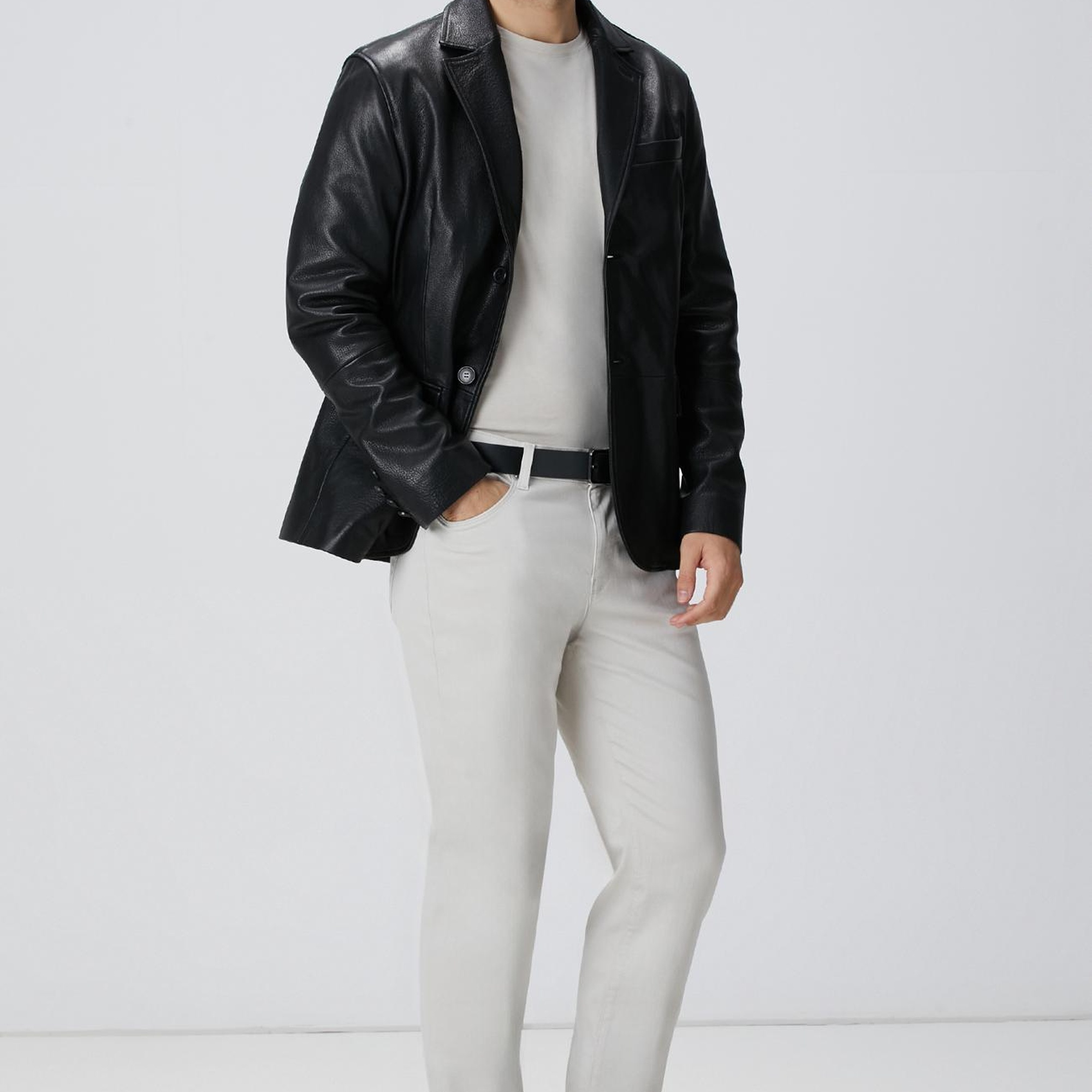 Network Erkek Siyah Deri Ceket