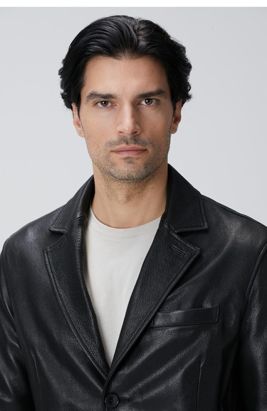  Network Erkek Siyah Deri Ceket