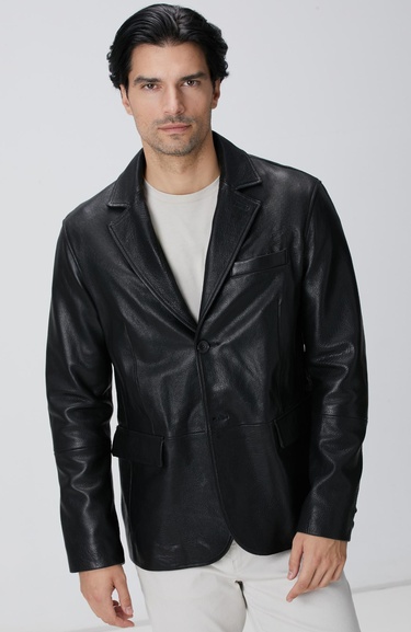  Network Erkek Siyah Deri Ceket