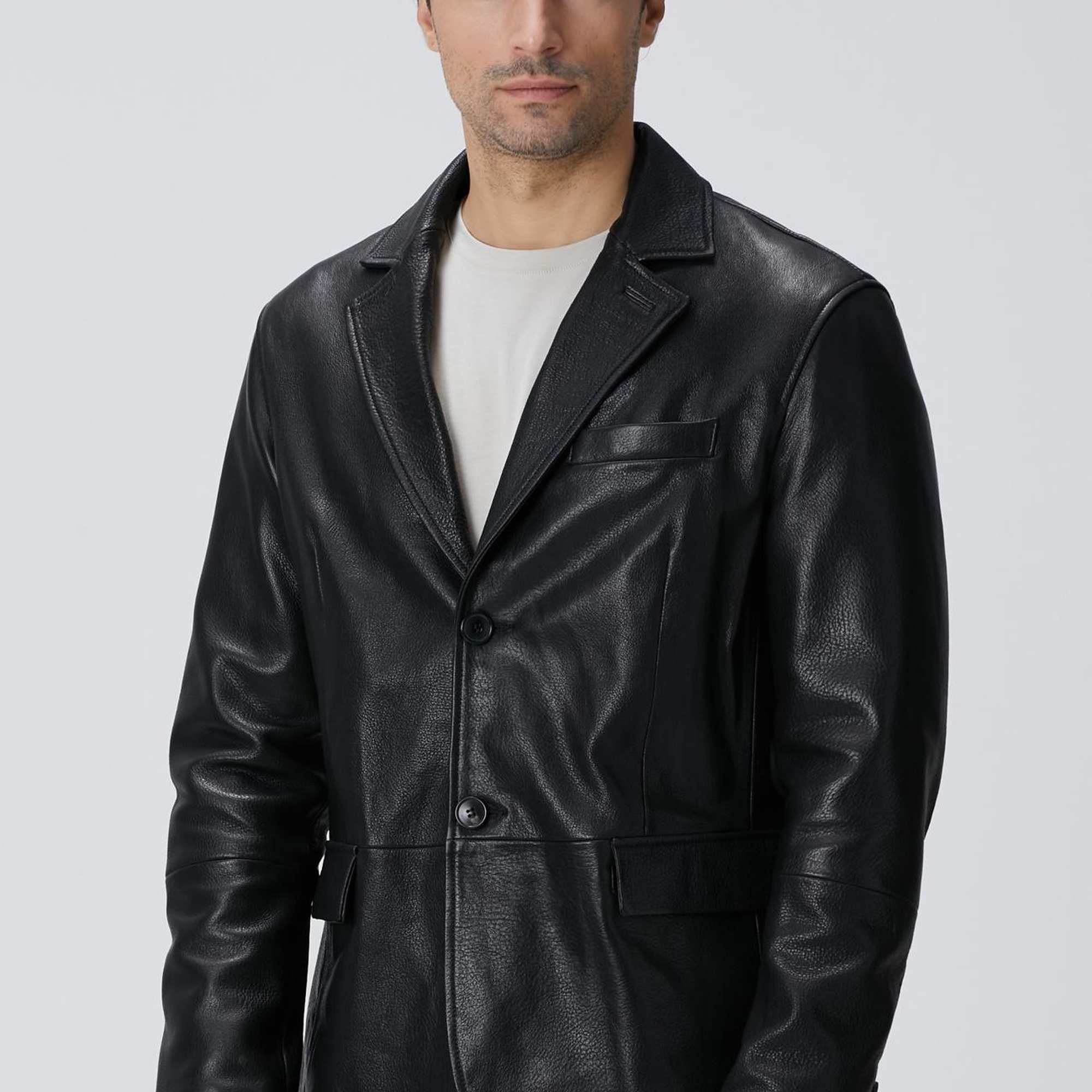 Network Erkek Siyah Deri Ceket