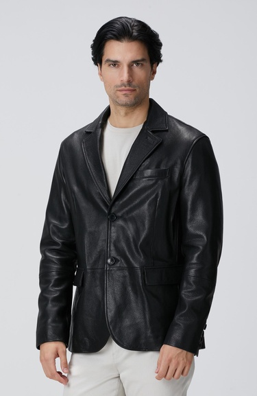  Network Erkek Siyah Deri Ceket