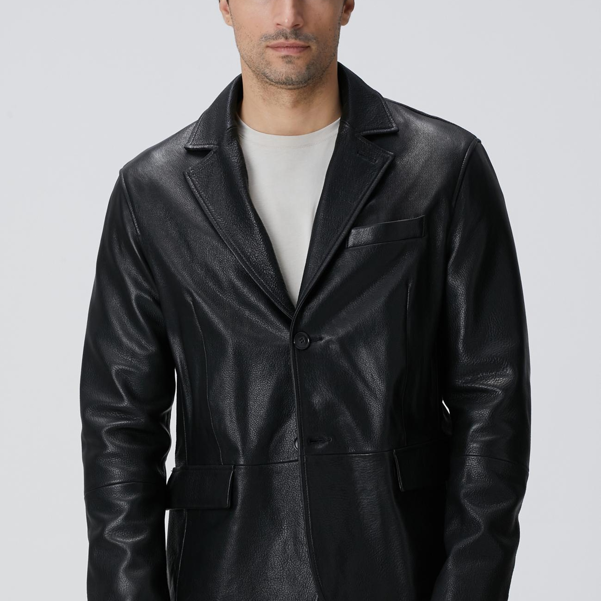 Network Erkek Siyah Deri Ceket