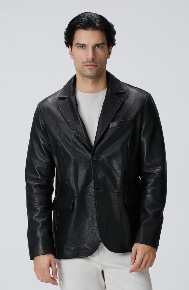  Network Erkek Siyah Deri Ceket