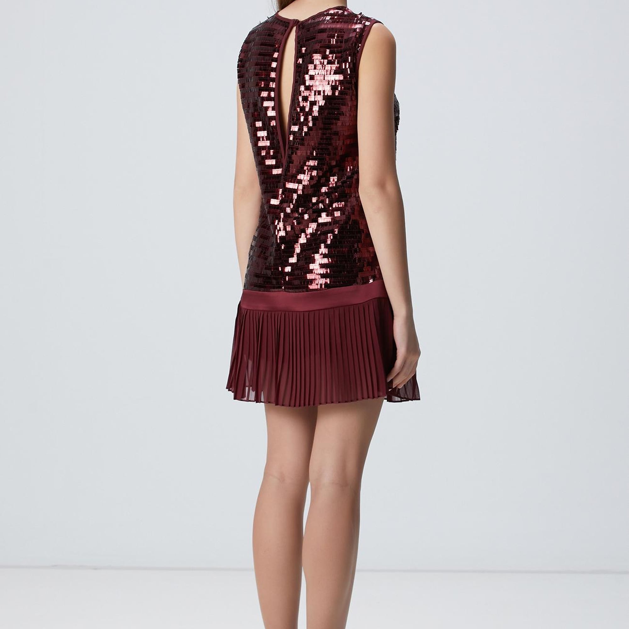 Network Kadın Vişne Payetli Mini Abiye Elbise