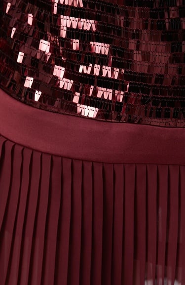  Network Kadın Vişne Payetli Mini Abiye Elbise