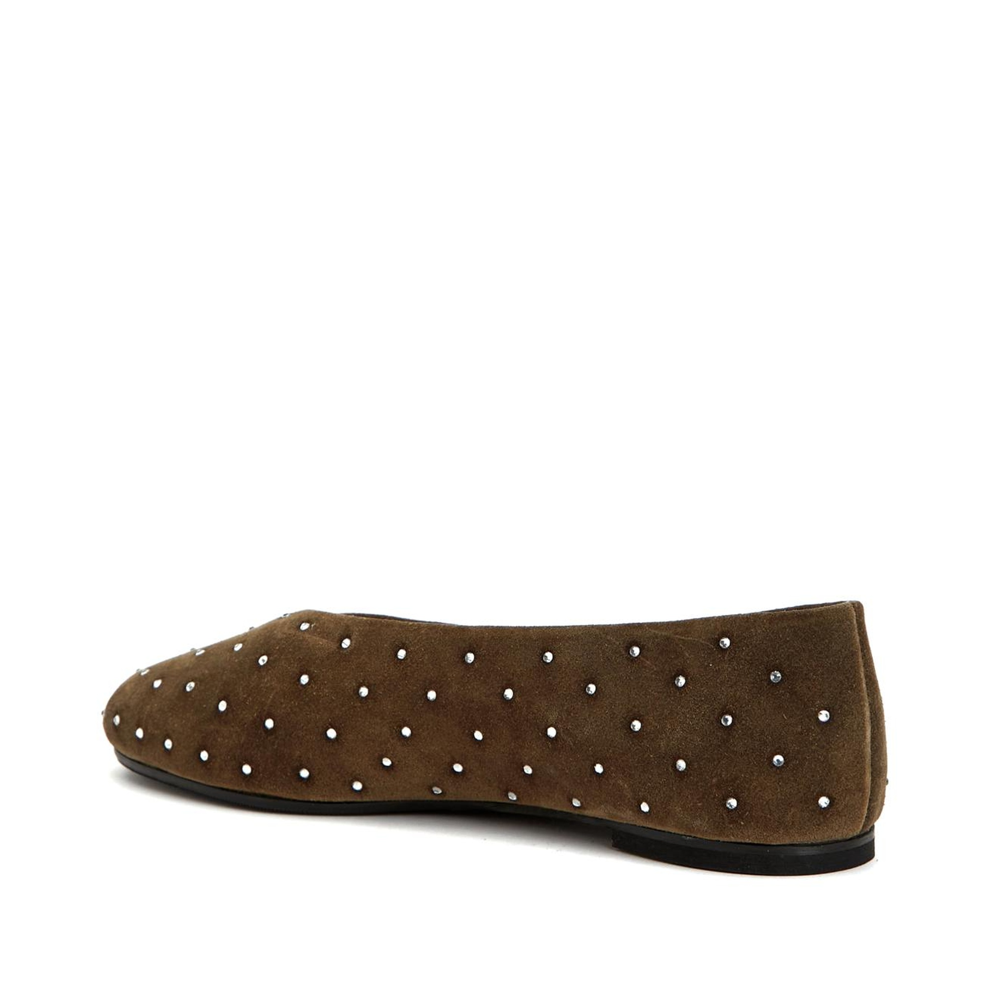 Divarese Kadın Vizon Taş Detaylı Süet Babet