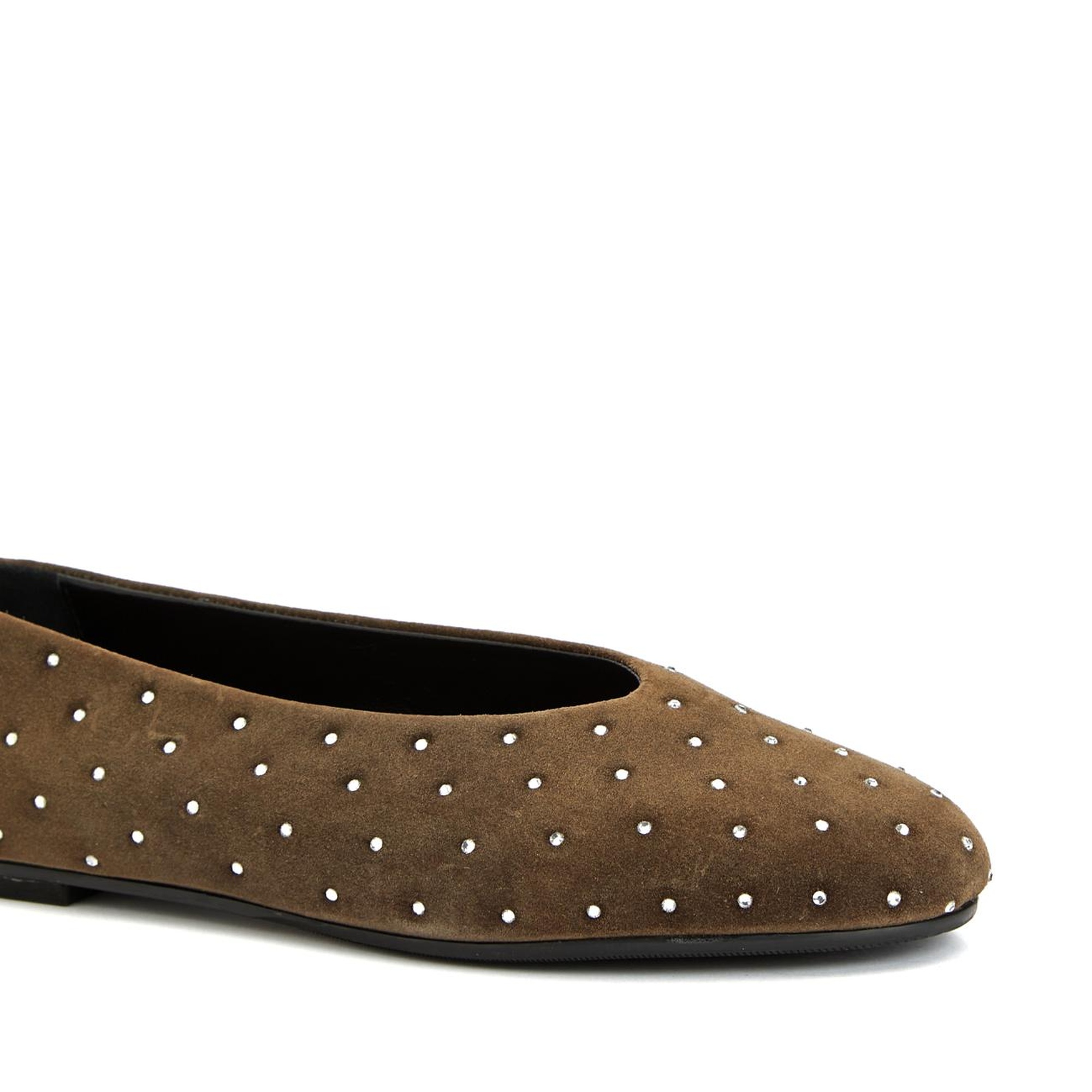 Divarese Kadın Vizon Taş Detaylı Süet Babet