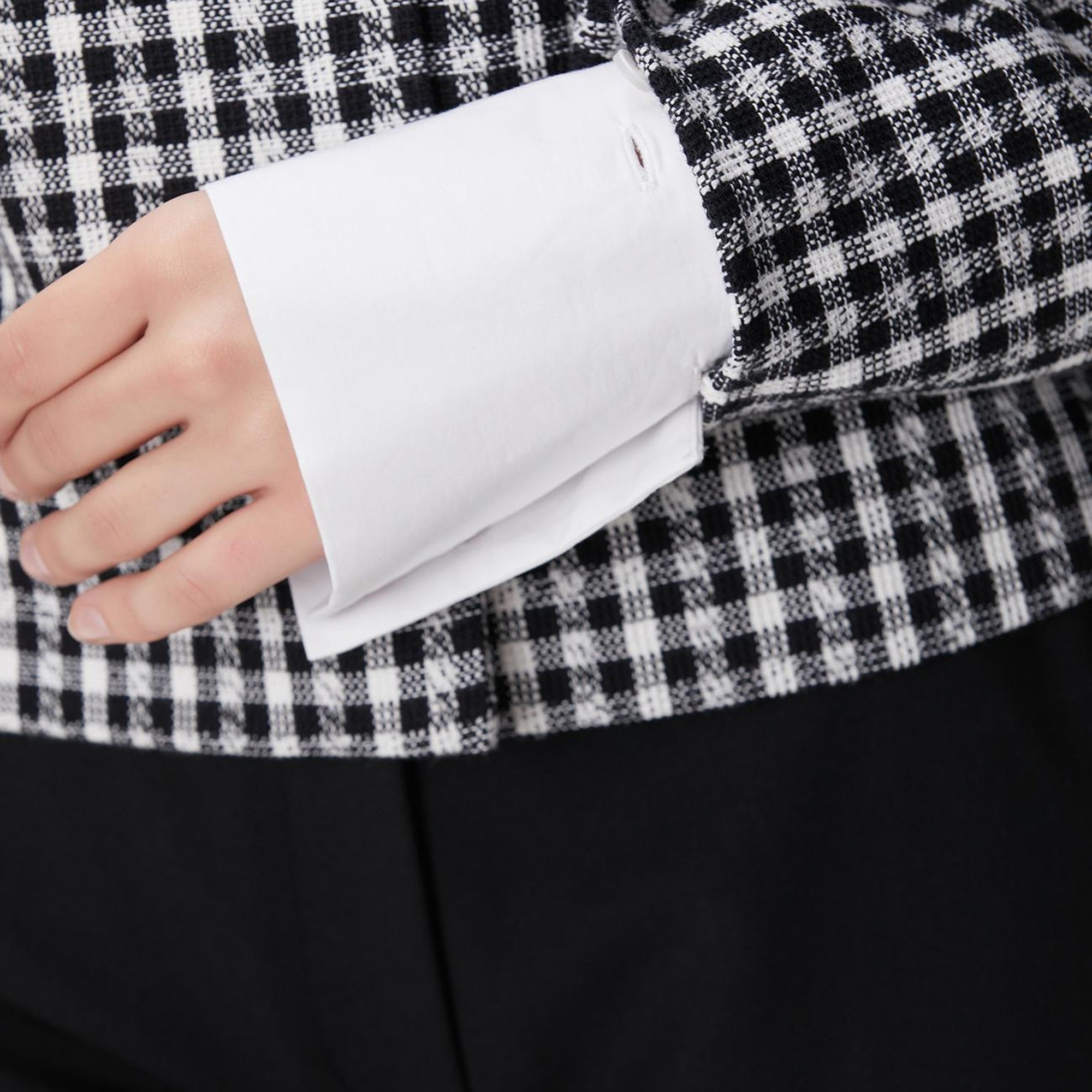 Network Kadın Siyah Beyaz Kazayağı Desenli Ceket