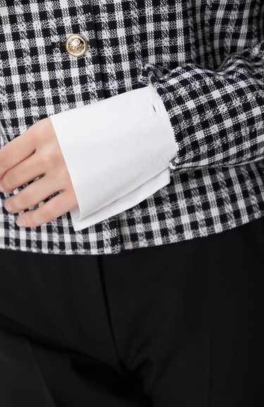  Network Kadın Siyah Beyaz Kazayağı Desenli Ceket