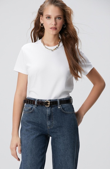  Network Kadın Kırık Beyaz Basic T-shirt