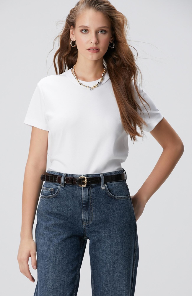  Network Kadın Kırık Beyaz Basic T-shirt