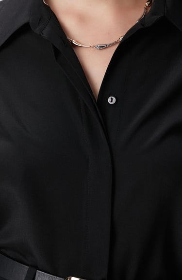  Network Kadın Limited Siyah İpek Gömlek