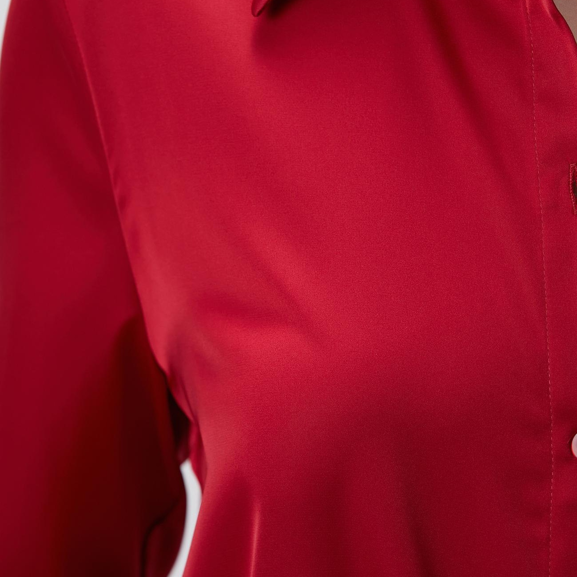 Network Kadın Kırmızı Geniş Manşetli Saten Gömlek