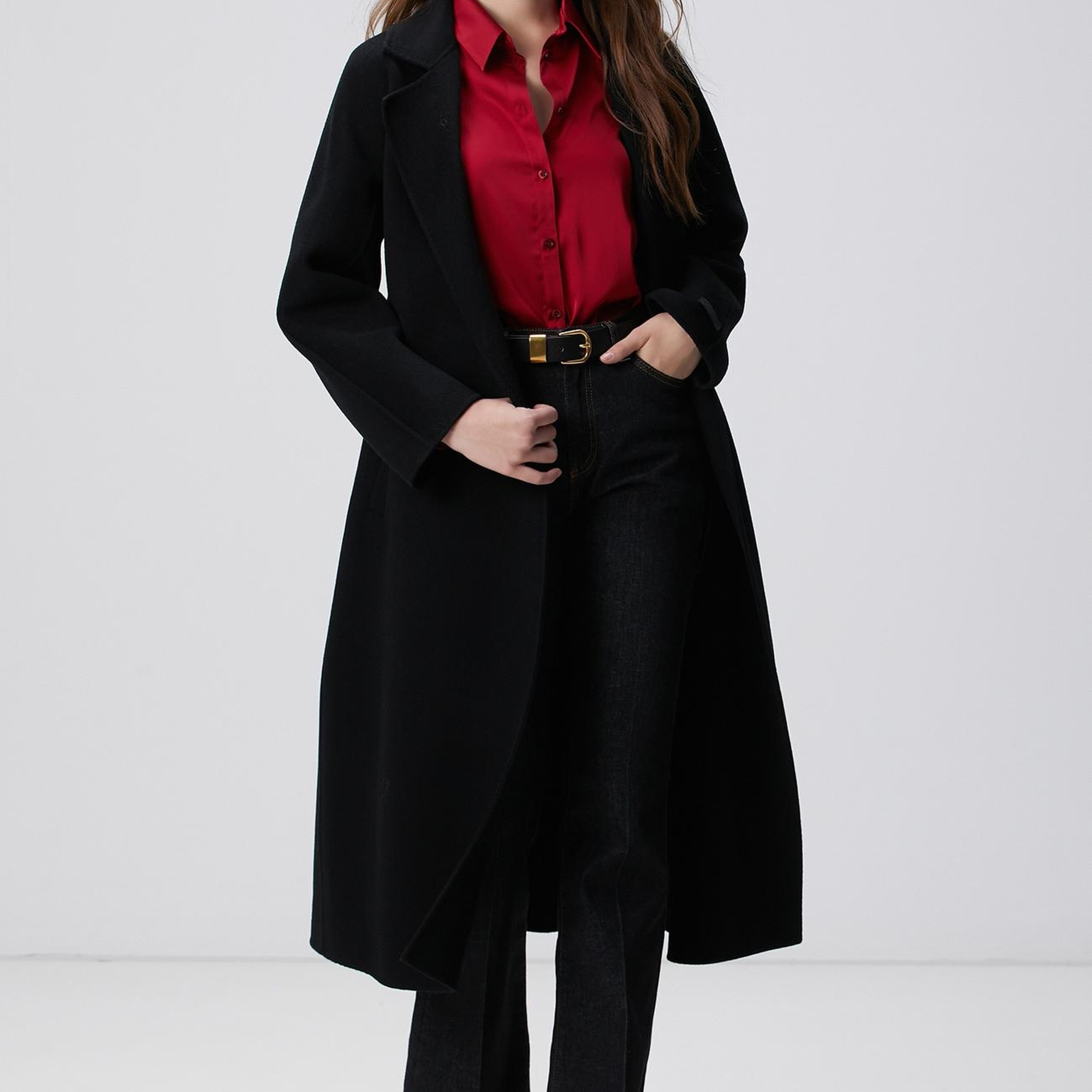 Network Kadın Kırmızı Geniş Manşetli Saten Gömlek