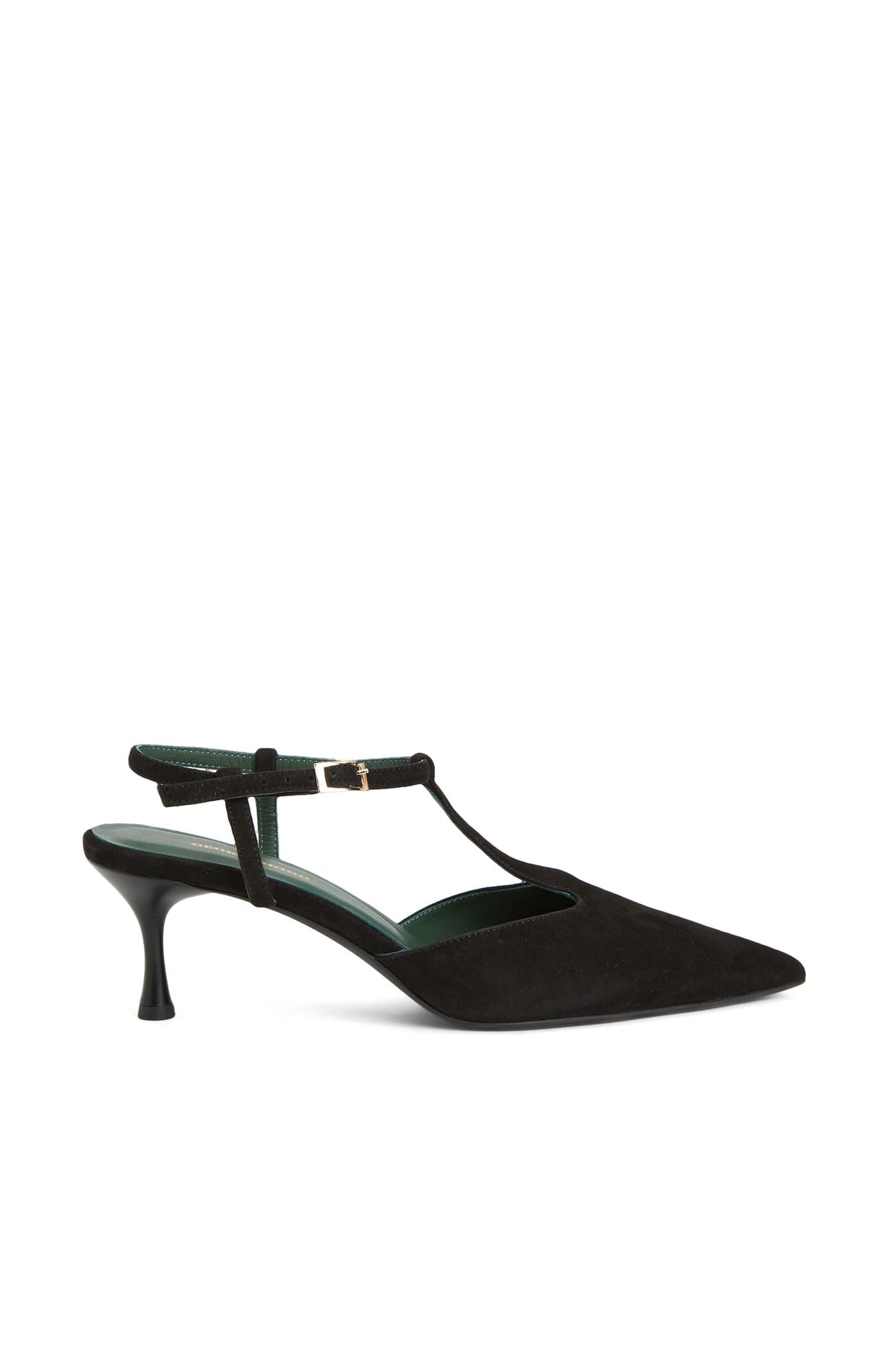  George Hogg Kadın Siyah Süet Topuklu Ayakkabı