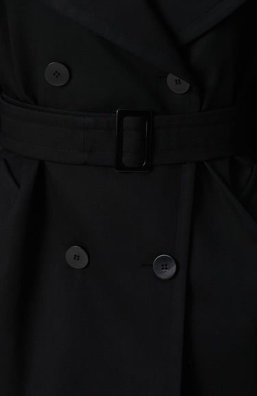  Network Kadın Siyah Kruvaze Trench Coat