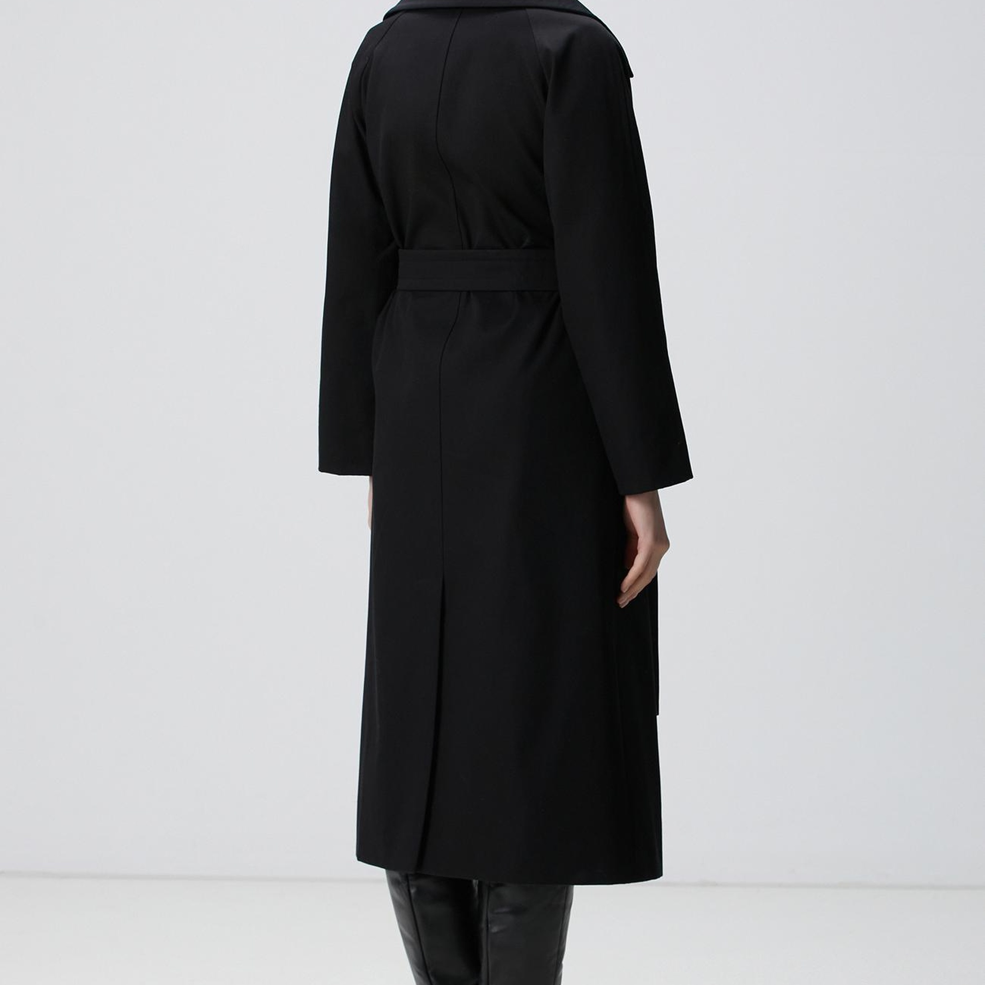 Network Kadın Siyah Kruvaze Trençkot