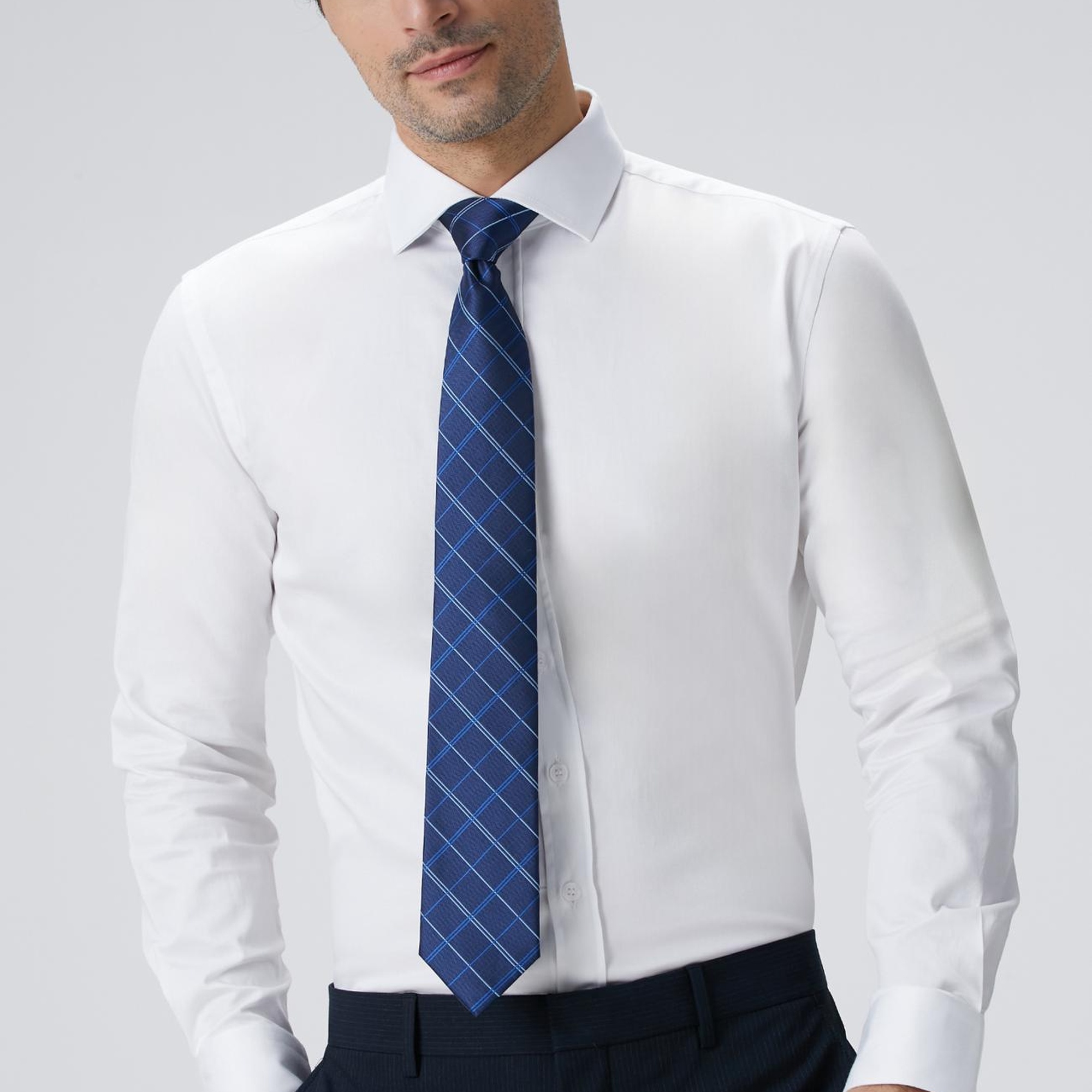 Network Erkek Slim Fit Beyaz Pamuk Saten Gömlek