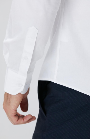  Network Erkek Slim Fit Beyaz Pamuk Saten Gömlek