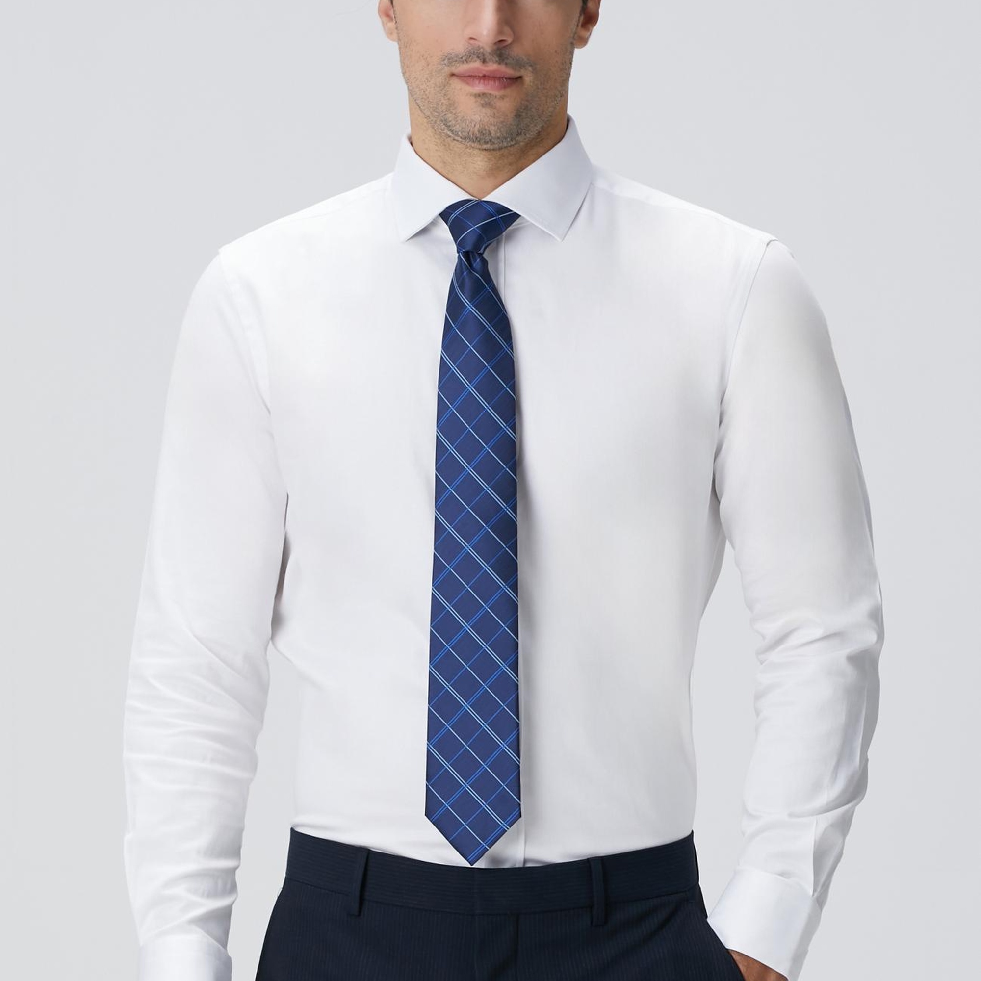 Network Erkek Slim Fit Beyaz Pamuk Saten Gömlek