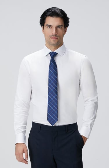  Network Erkek Slim Fit Beyaz Pamuk Saten Gömlek