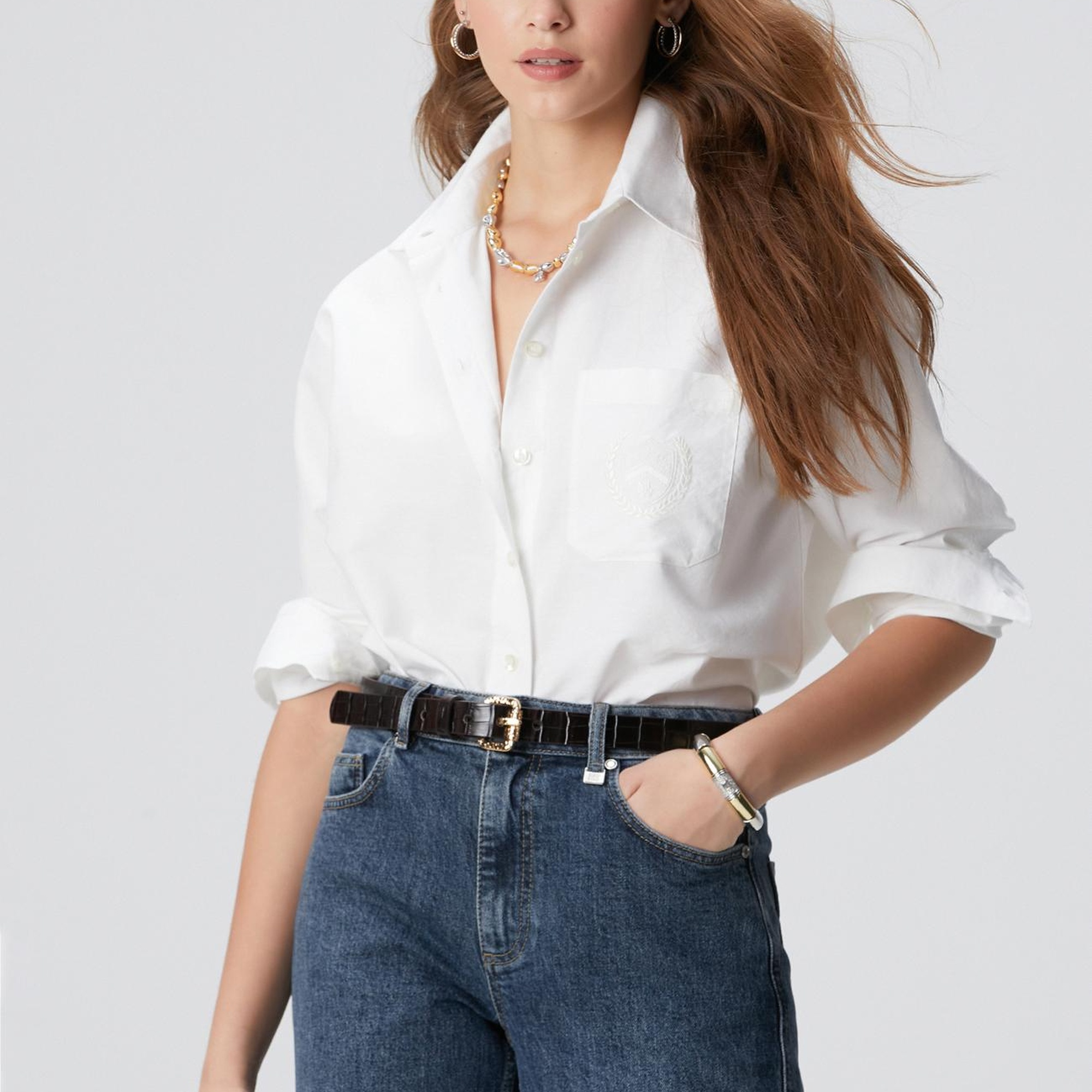 Network Kadın Beyaz Oxford Gömlek