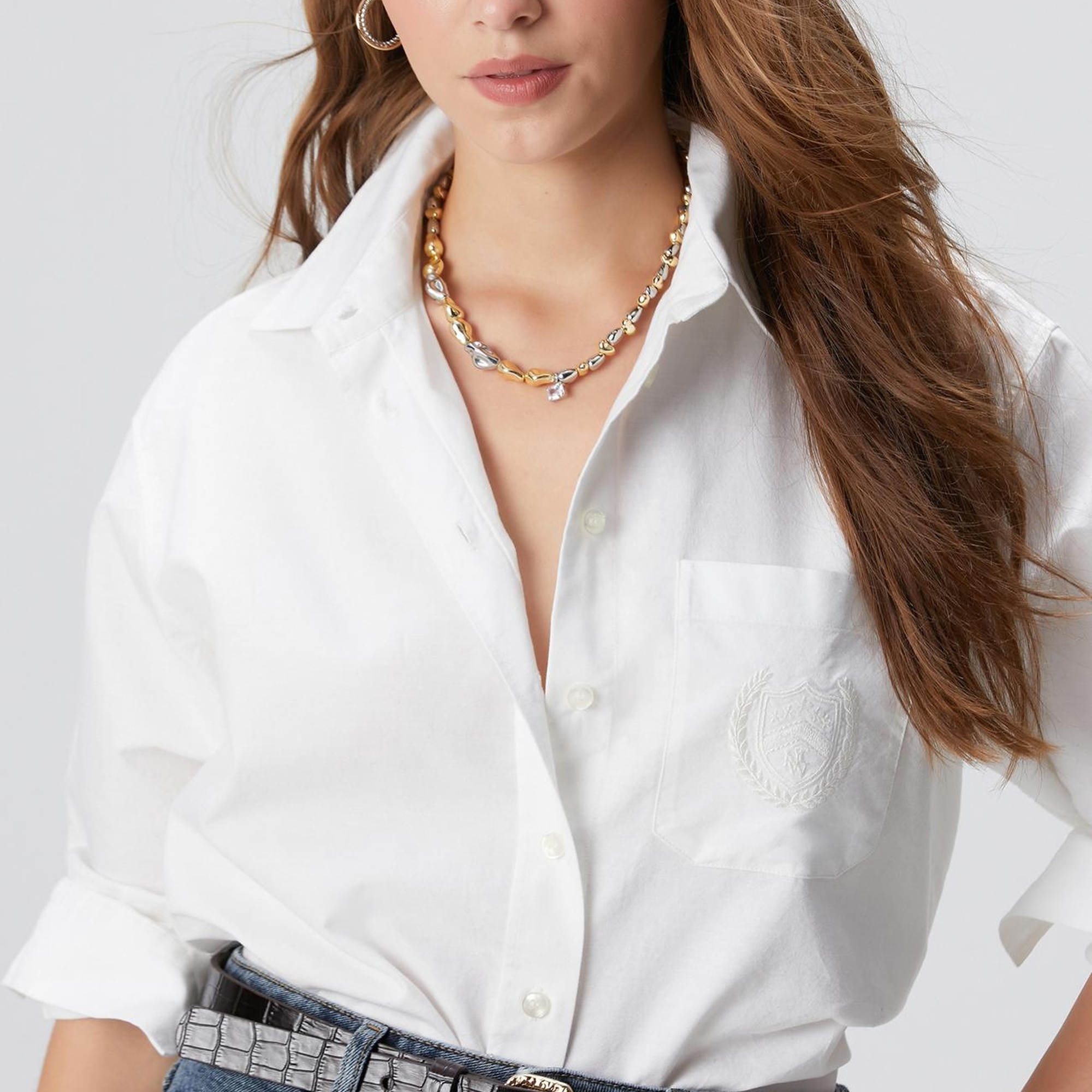 Network Kadın Beyaz Oxford Gömlek