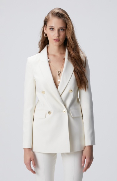  Network Kadın Kırık Beyaz Kruvaze Ceket