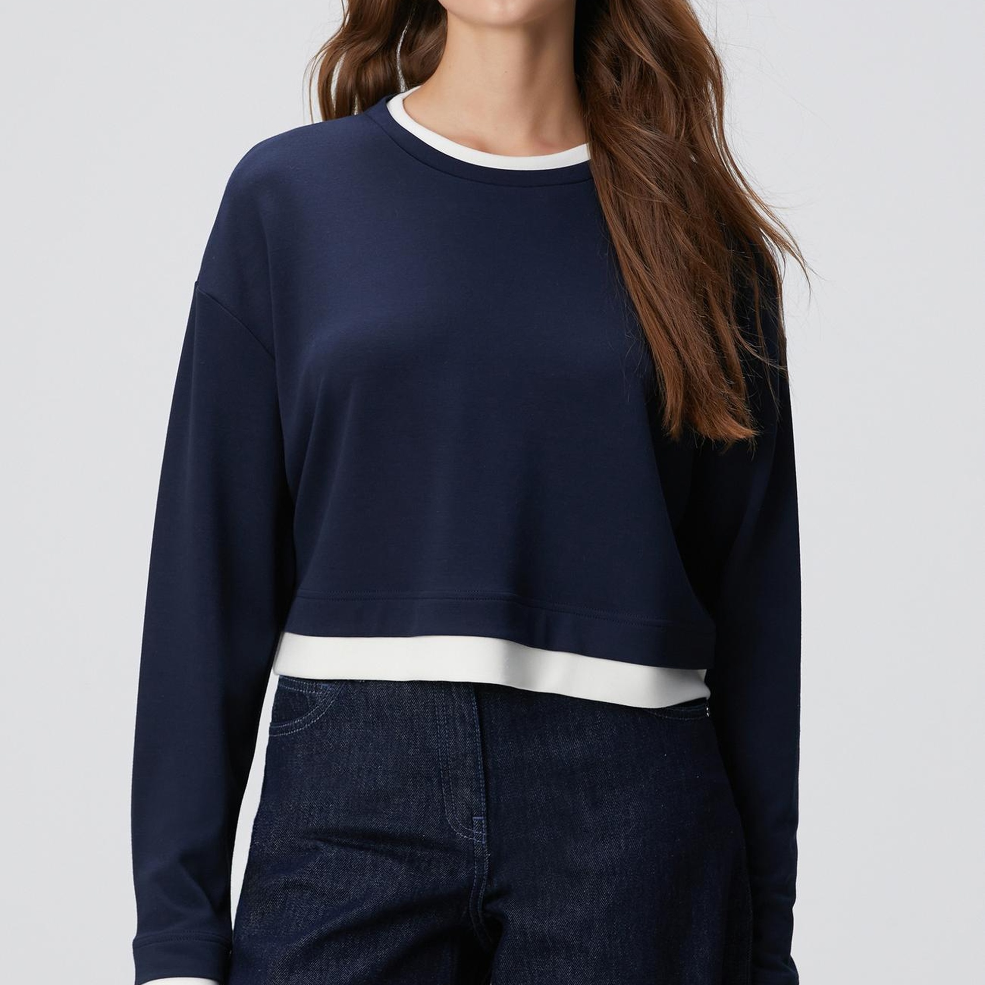 Network Kadın Lacivert Çift Renkli T-shirt