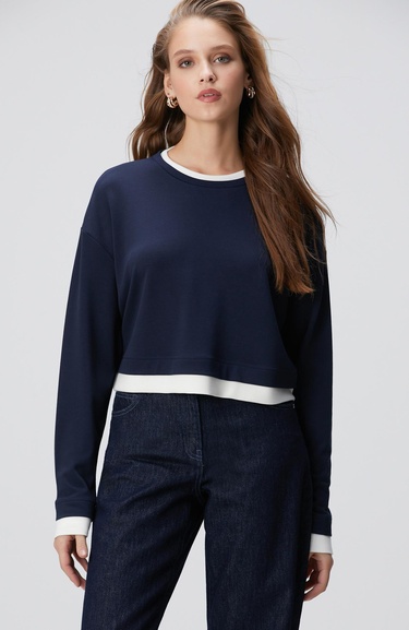  Network Kadın Lacivert Çift Renkli T-shirt