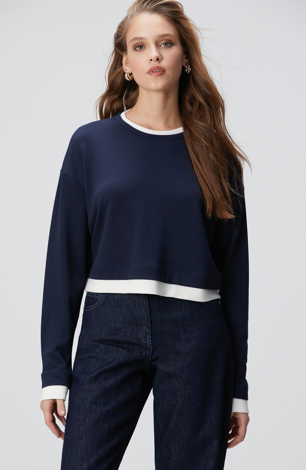  Network Kadın Lacivert Çift Renkli T-shirt