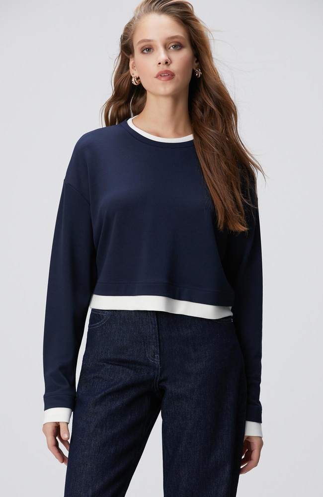  Network Kadın Lacivert Çift Renkli T-shirt