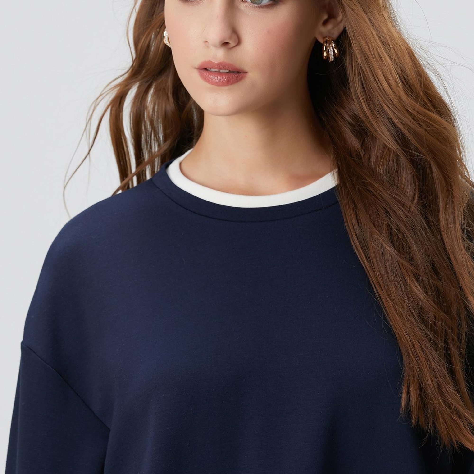 Network Kadın Lacivert Çift Renkli T-shirt