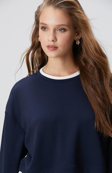  Network Kadın Lacivert Çift Renkli T-shirt