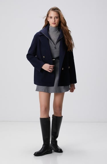  Network Kadın Gri Melanj Lacivert Çizgili Kazak